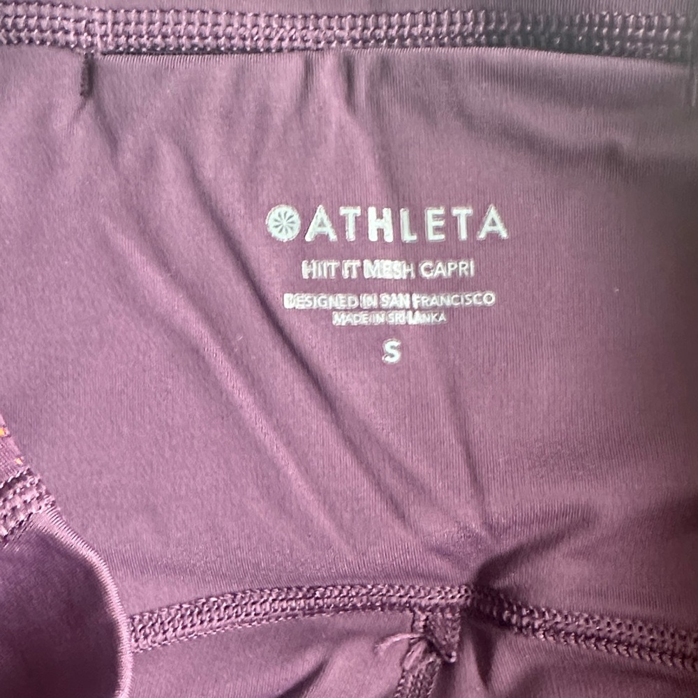 Athleta HIT Deep Purple Mesh Capri Leggings small - Picture 2 of 4